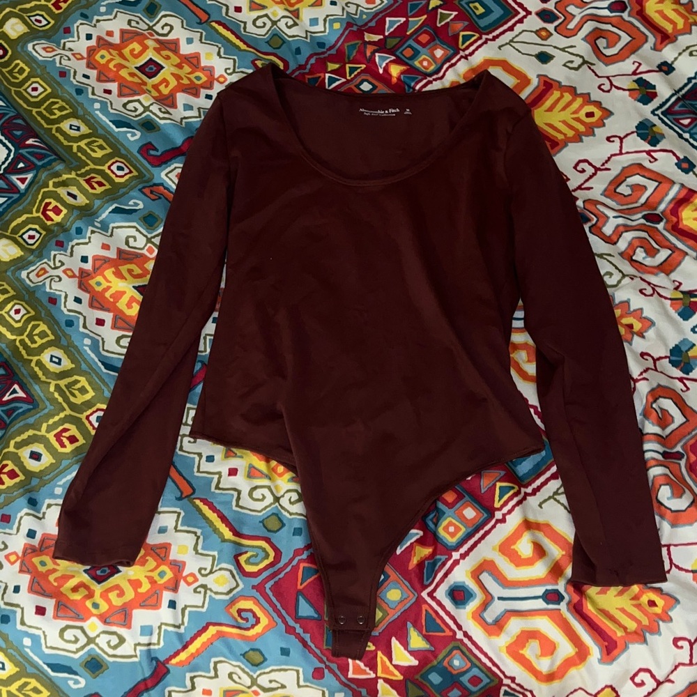 Abercrombie Maroon Long Sleeve Bodysuit
